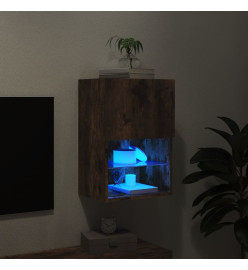 Meuble TV avec lumières LED chêne fumé 40,5x30x60 cm