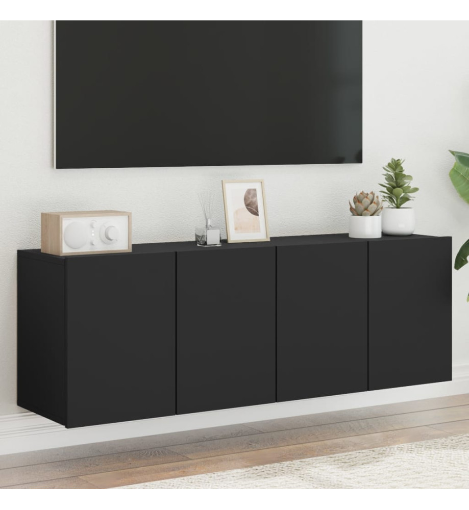 Meubles TV muraux 2 pcs noir 60x30x41 cm