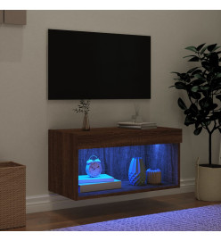 Meuble TV avec lumières LED chêne marron 60x30x30 cm