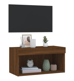 Meuble TV avec lumières LED chêne marron 60x30x30 cm