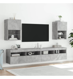 Meuble TV avec lumières LED gris béton 40,5x30x60 cm