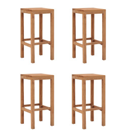 Tabourets de bar lot de 4 bois de teck massif