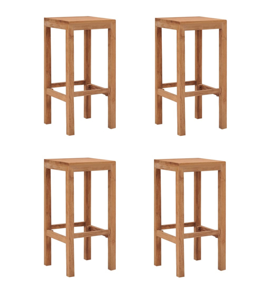 Tabourets de bar lot de 4 bois de teck massif