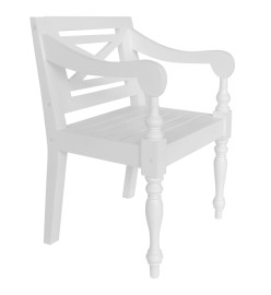 Chaises Batavia lot de 2 blanc bois d'acajou massif