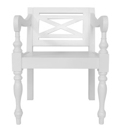 Chaises Batavia lot de 2 blanc bois d'acajou massif