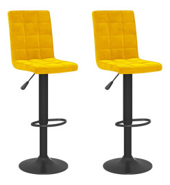 Tabourets de bar lot de 2 jaune moutarde velours