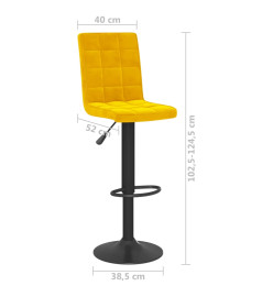 Tabourets de bar lot de 2 jaune moutarde velours