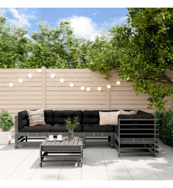 Salon de jardin 6 pcs Gris Bois de pin massif