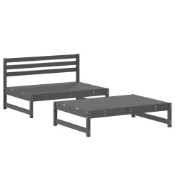Salon de jardin 2 pcs gris bois massif de pin