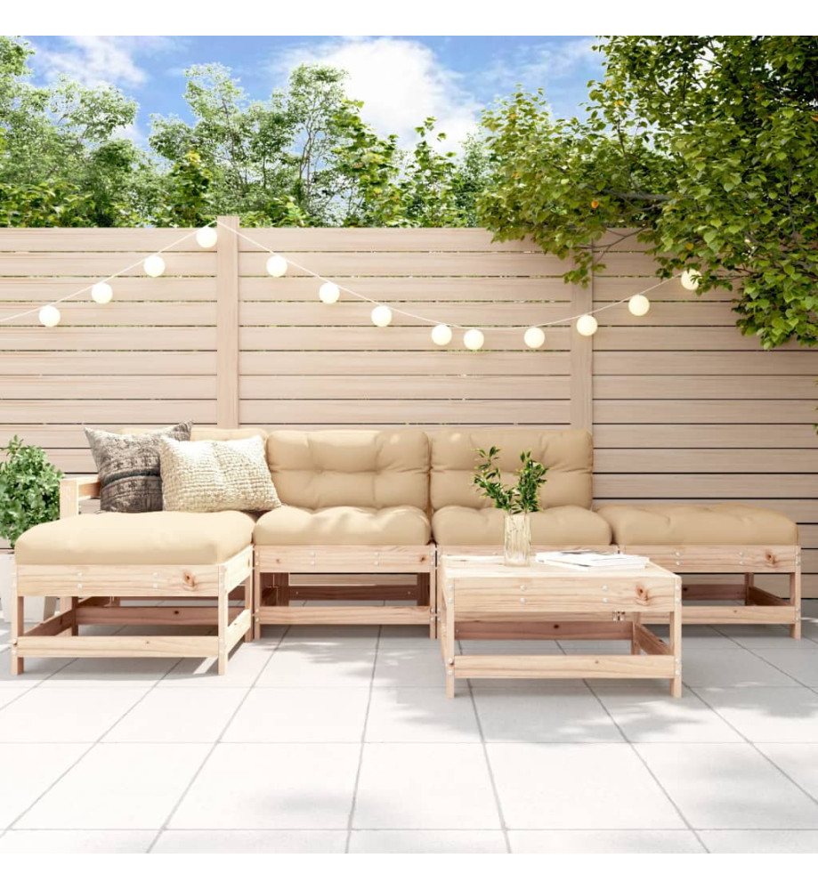 Salon de jardin 6 pcs Bois de pin massif Salon de jardin 6 pcs Bois de pin massif