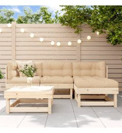 Salon de jardin 5 pcs bois massif de pin
