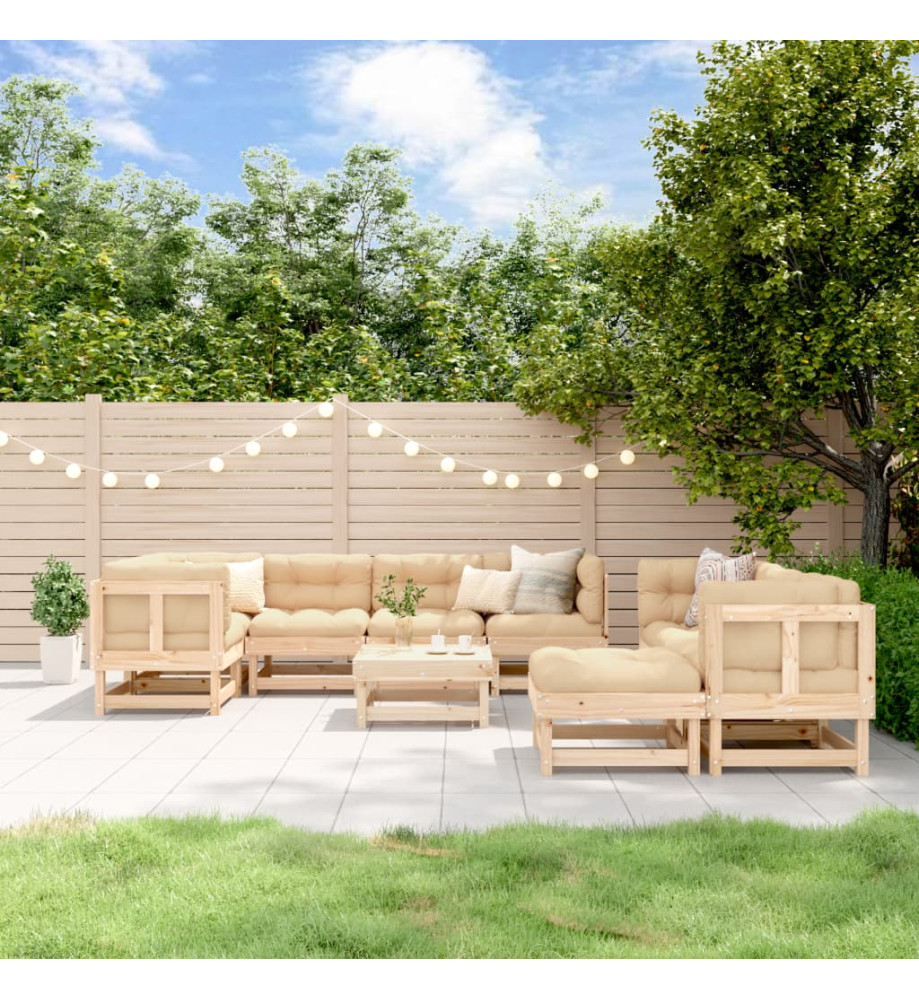 Salon de jardin 10 pcs Bois de pin massif Salon de jardin 10 pcs Bois de pin massif
