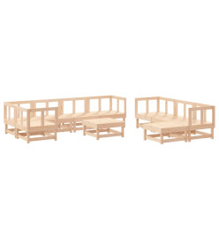 Salon de jardin 10 pcs Bois de pin massif