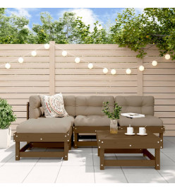 Salon de jardin 5 pcs marron miel bois de pin massif