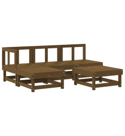 Salon de jardin 5 pcs marron miel bois de pin massif