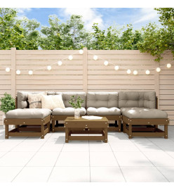Salon de jardin 7 pcs Marron miel Bois de pin massif