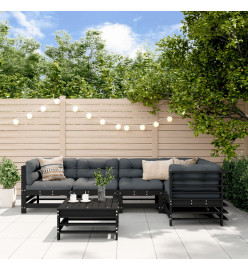 Salon de jardin 6 pcs Noir Bois de pin massif