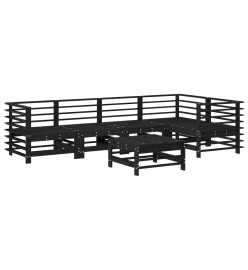Salon de jardin 6 pcs Noir Bois de pin massif