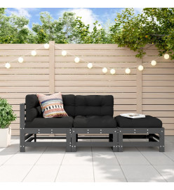 Salon de jardin 3 pcs gris bois massif de pin