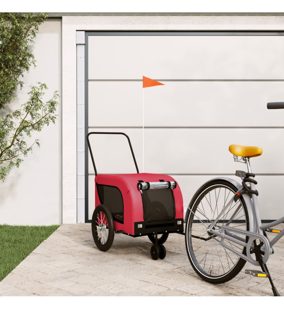 Remorque de vélo pour animaux de compagnie rouge et noir