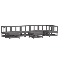 Salon de jardin 8 pcs Gris Bois de pin massif
