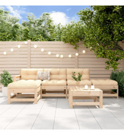 Salon de jardin 6 pcs Bois de pin massif