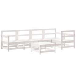 Salon de jardin 6 pcs Blanc Bois de pin massif
