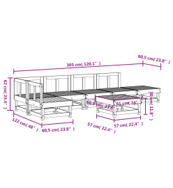 Salon de jardin 7 pcs Bois de pin massif