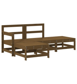Salon de jardin 4 pcs marron miel bois de pin massif