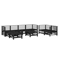 Salon de jardin 9 pcs Noir Bois de pin massif