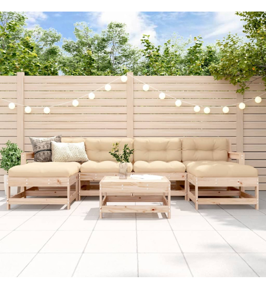 Salon de jardin 7 pcs Bois de pin massif Salon de jardin 7 pcs Bois de pin massif