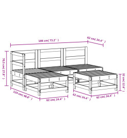 Salon de jardin 5 pcs bois massif de pin