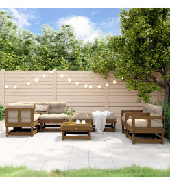 Salon de jardin 8 pcs Marron miel Bois de pin massif