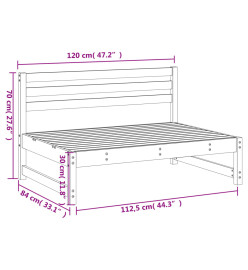 Canapé central de jardin marron miel 120x80 cm bois pin massif