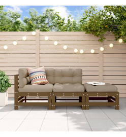 Salon de jardin 3 pcs marron miel bois de pin massif