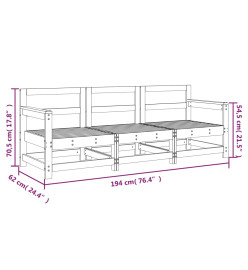 Salon de jardin 3 pcs bois massif de pin