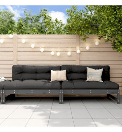 Canapés centraux de jardin 2 pcs gris 120x80 cm bois pin massif