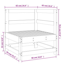 Canapé d'angle de jardin marron miel bois de pin solide