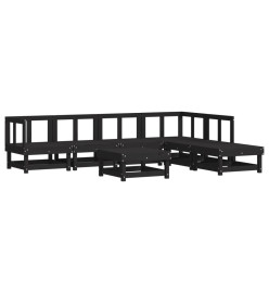 Salon de jardin 7 pcs Noir Bois de pin massif