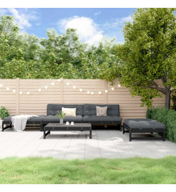 Salon de jardin 5 pcs noir bois massif de pin