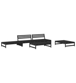 Salon de jardin 5 pcs noir bois massif de pin