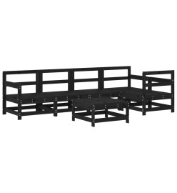 Salon de jardin 6 pcs Noir Bois de pin massif
