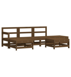 Salon de jardin 6 pcs Marron miel Bois de pin massif
