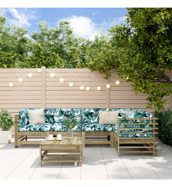 Salon de jardin 6 pcs bois de pin imprégné