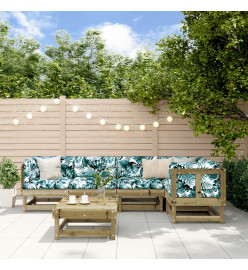 Salon de jardin 6 pcs bois de pin imprégné