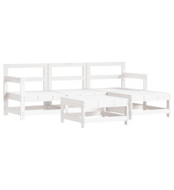 Salon de jardin 5 pcs blanc bois massif de pin