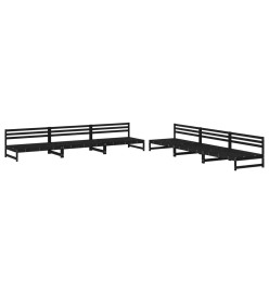 Salon de jardin 6 pcs Noir Bois de pin massif