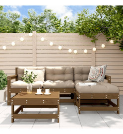 Salon de jardin 5 pcs marron miel bois de pin massif