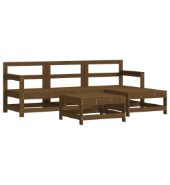 Salon de jardin 5 pcs marron miel bois de pin massif