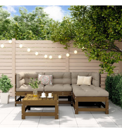 Salon de jardin 5 pcs marron miel bois de pin massif